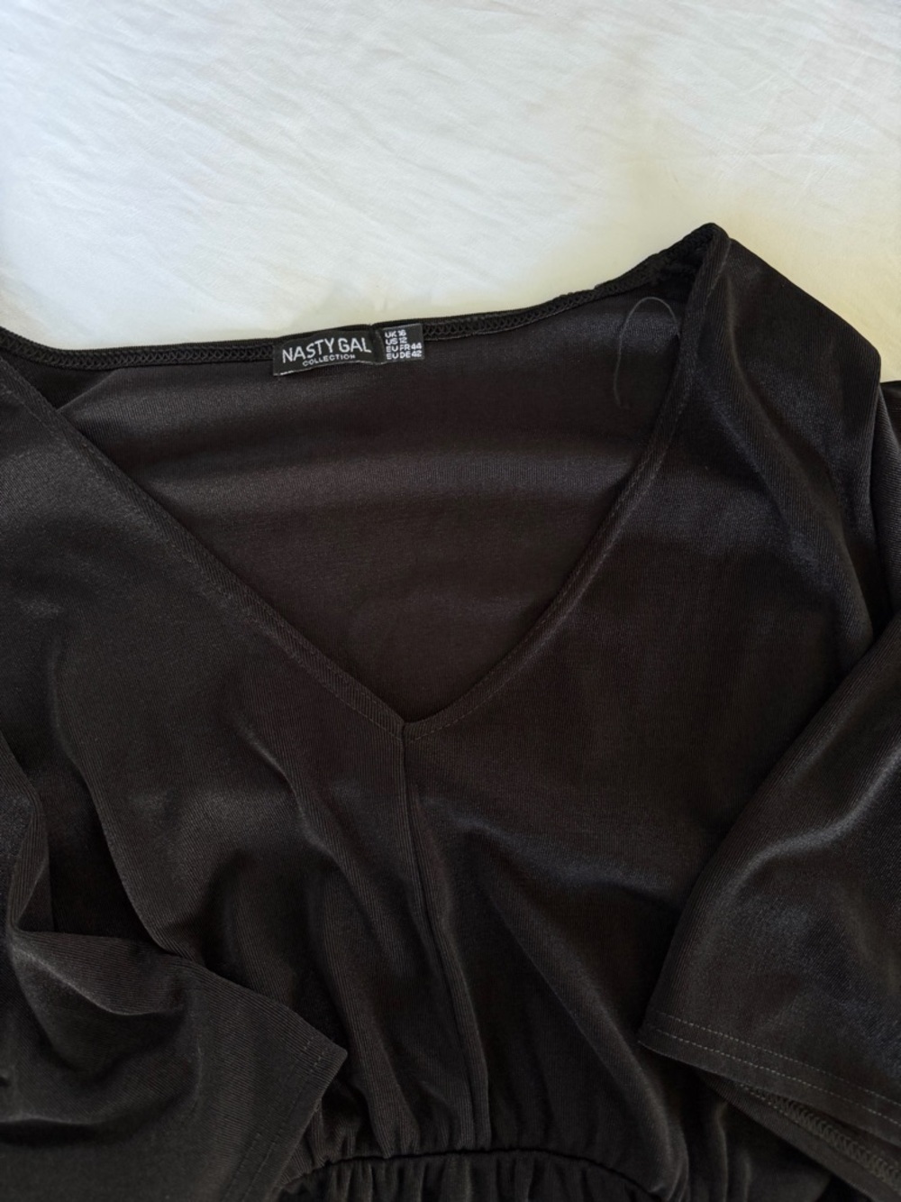 Nasty Gal Black V-Neck Elastic Waist Dress size 12 - Picture 2 of 4